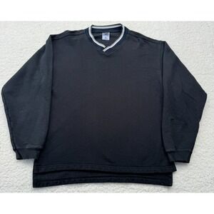 VTG Fruit of the Loom Premium‎ Sweatshirt Mens Medium Black Fleece Hi-Low V Neck